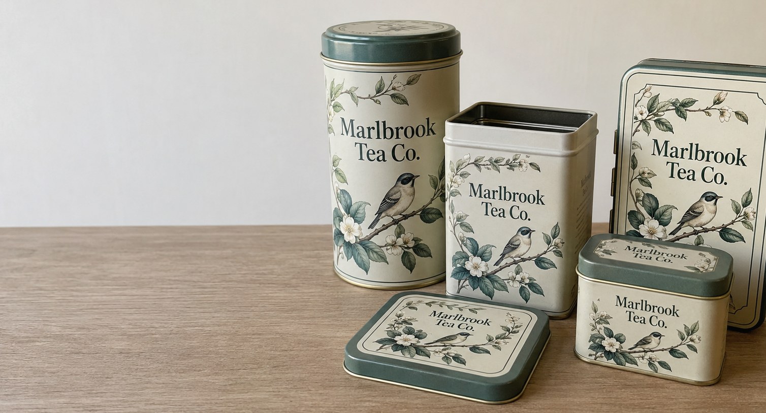 Custom printed tea tins with logo