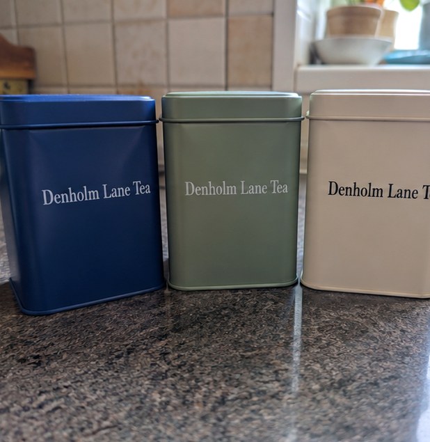 Custom tea tins — customer photo