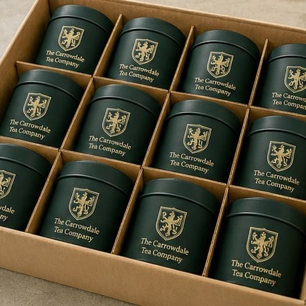 Customized tea tins for delis, cafes and roasteries