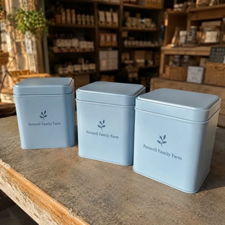 Tea tins with logo printing